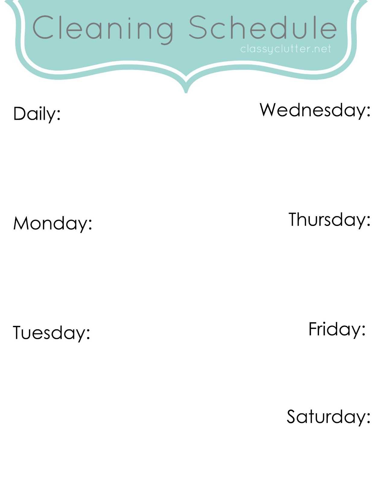 Weekly Cleaning Schedule: Improve Your Cleaning Habits Pertaining To Blank Cleaning Schedule Template