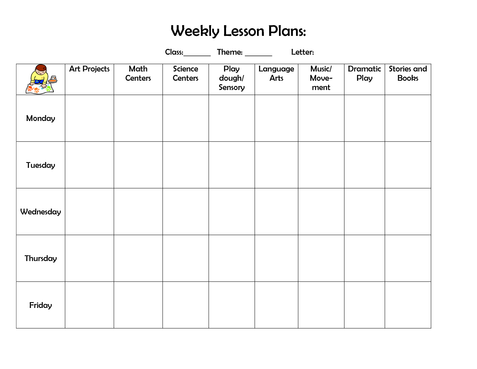Weekly Lesson Plan | Preschool Lesson Plan Template, Weekly Throughout Blank Preschool Lesson Plan Template