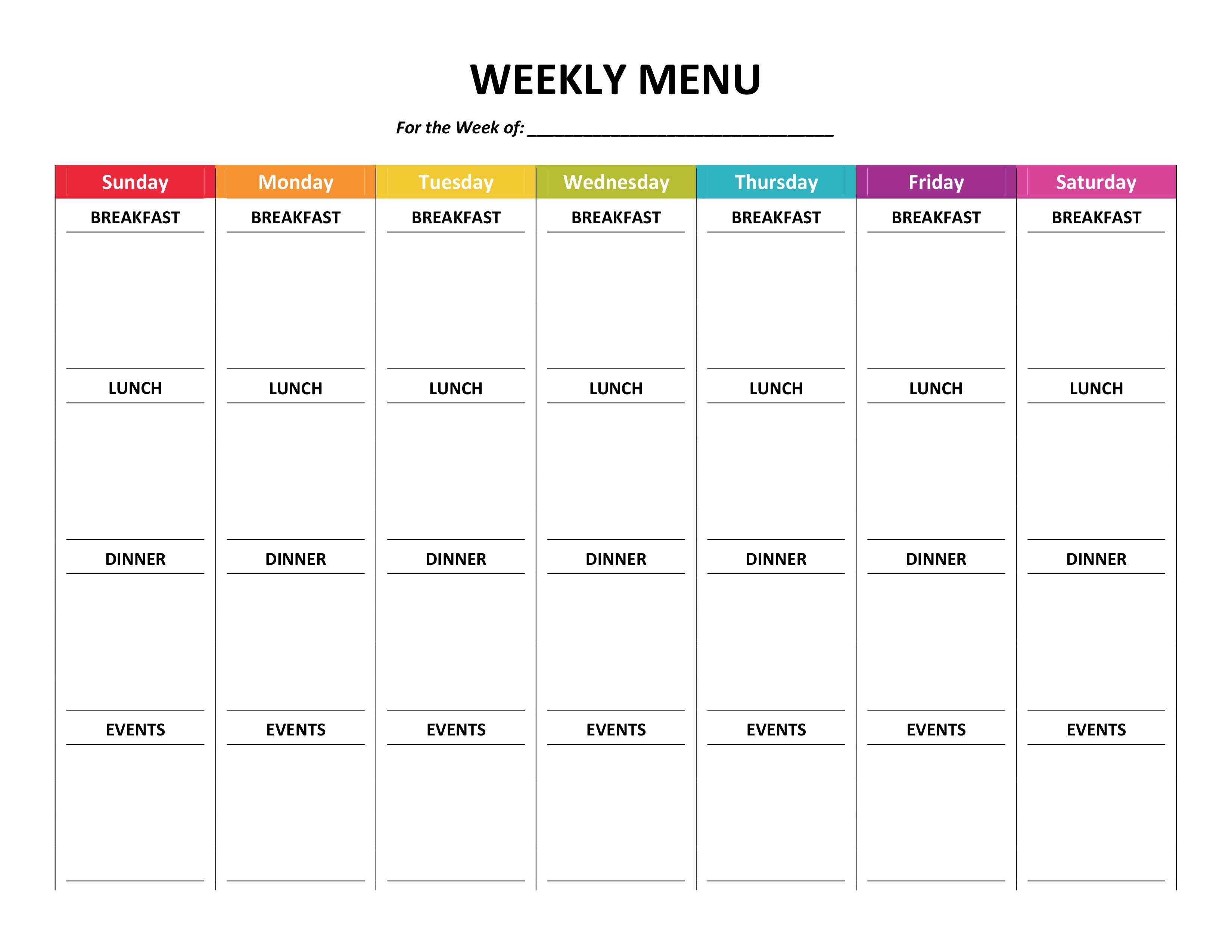 Weekly Meal Plan For The Family – Printable! | Myhappylittlelife With Weekly Meal Planner Template Word