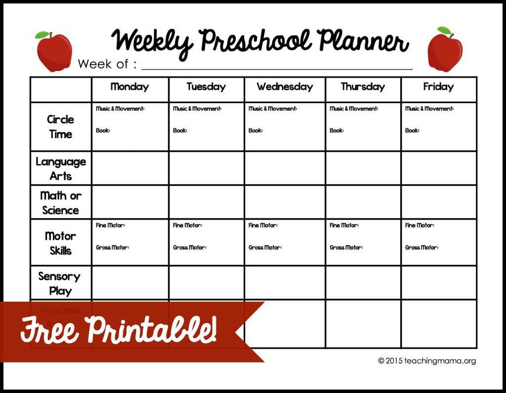 Weekly Preschool Planner {Free Printable} Regarding Blank Preschool Lesson Plan Template