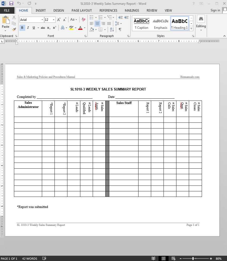 Weekly Sales Summary Report Template | Sl1010 3 In Sales Trip Report Template Word