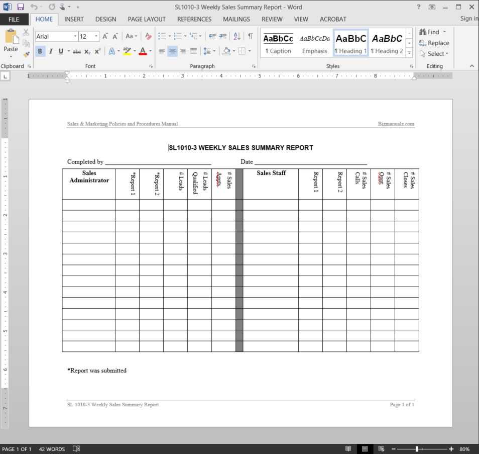 Weekly Sales Summary Report Template | Sl1010 3 Intended For Template For Summary Report