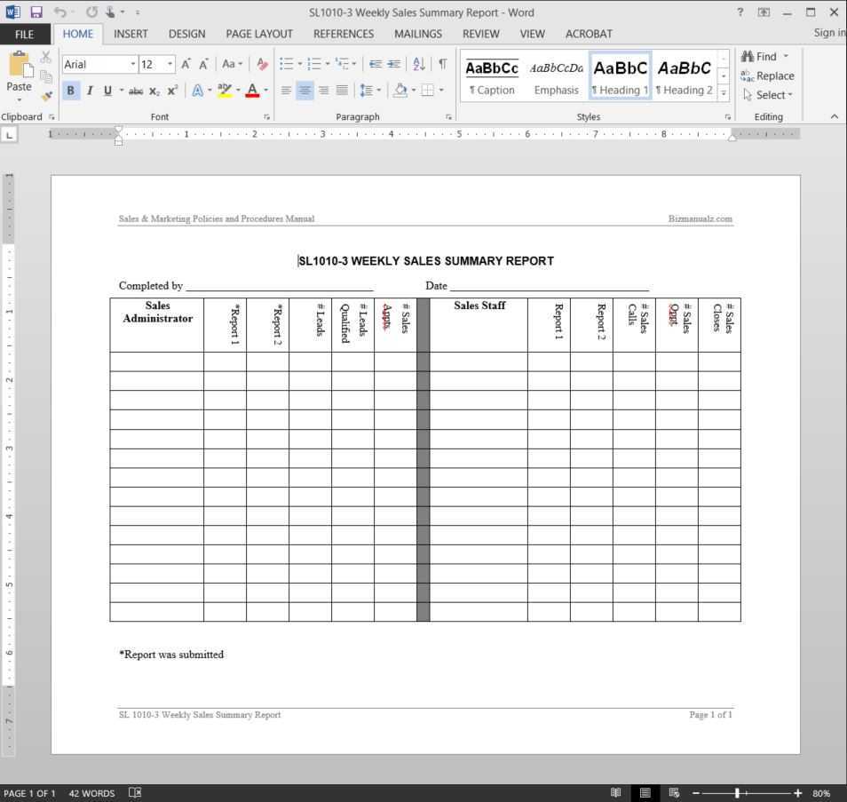 Sales Representative Report Template