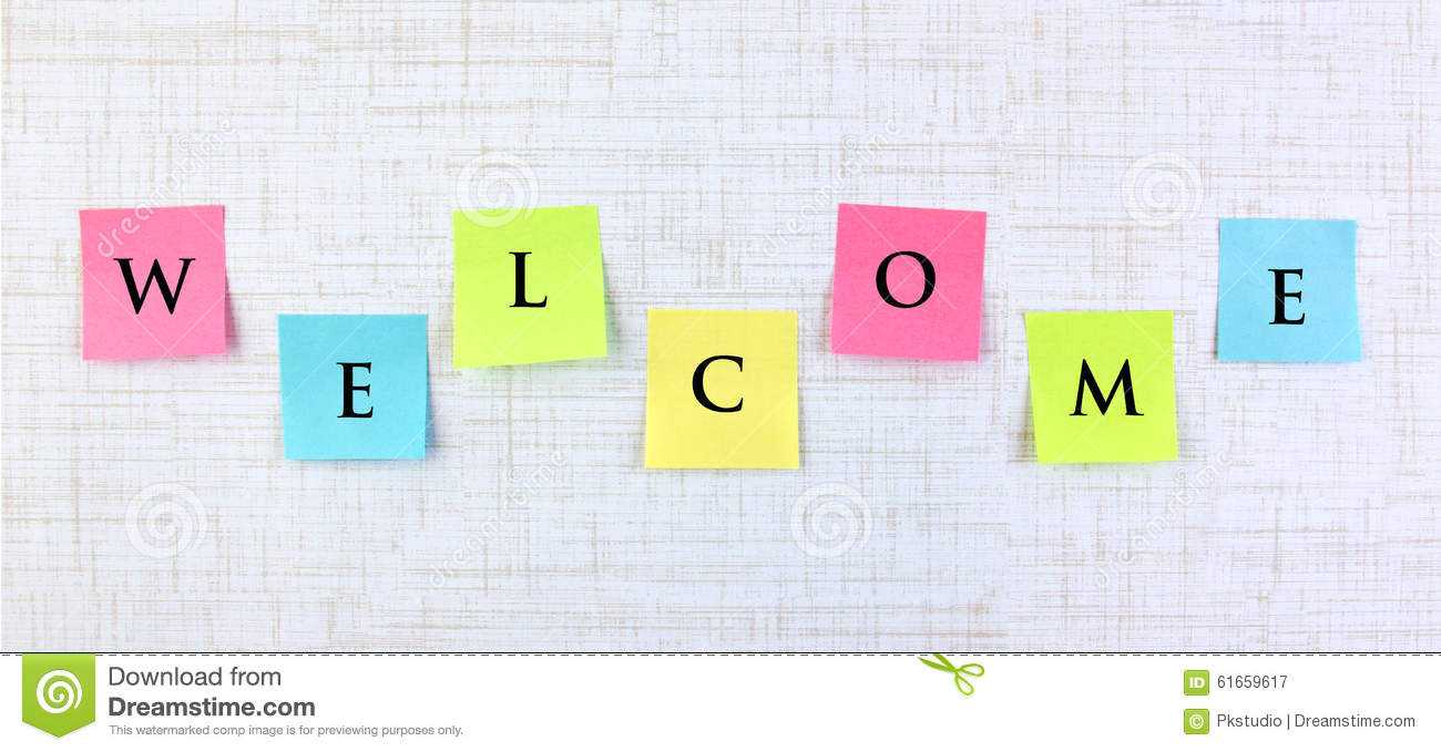 Welcome Banner With Sticky Notes Stock Image – Image Of Intended For Welcome Banner Template
