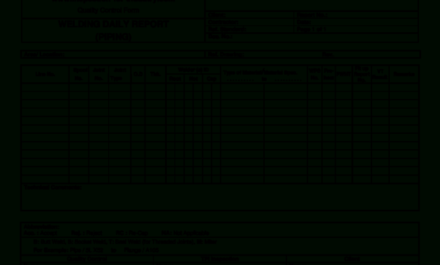 Welding Inspection Report Template And Piping Welding Daily throughout Welding Inspection Report Template