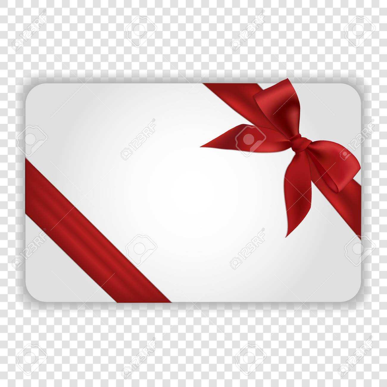 White Blank Gift Card Template With Red Ribbon And A Bow. Vector.. With Regard To Present Card Template