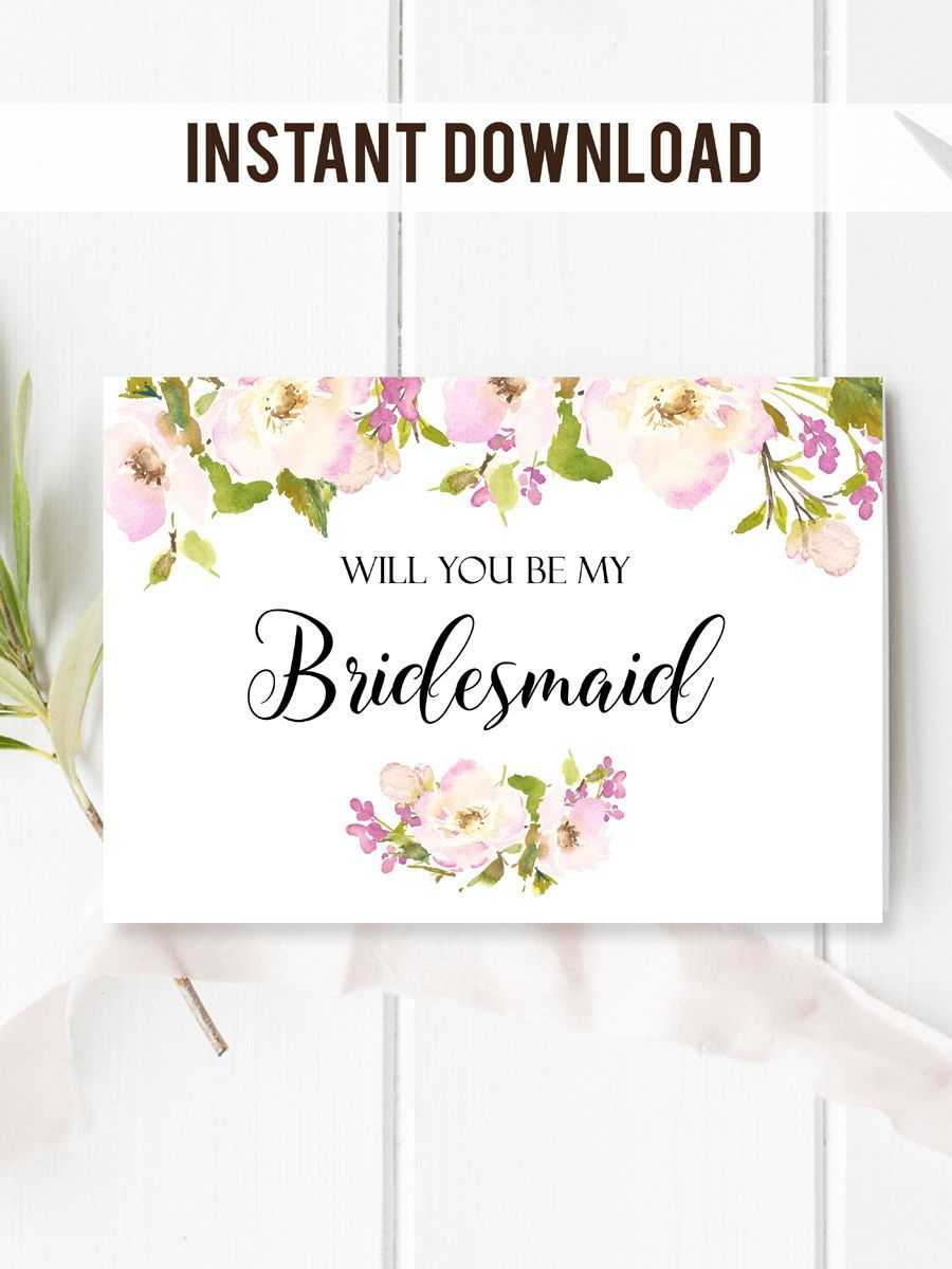 Will You Be My Bridesmaid Card. With Beautiful And Romantic With Will You Be My Bridesmaid Card Template