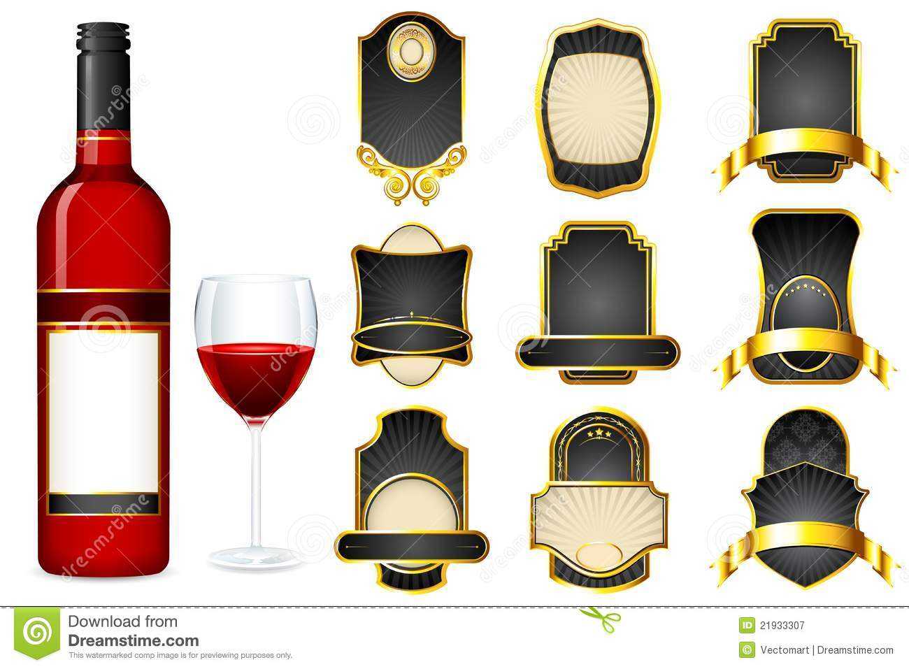 Wine Bottle With Different Blank Label Stock Illustration With Regard To Blank Wine Label Template