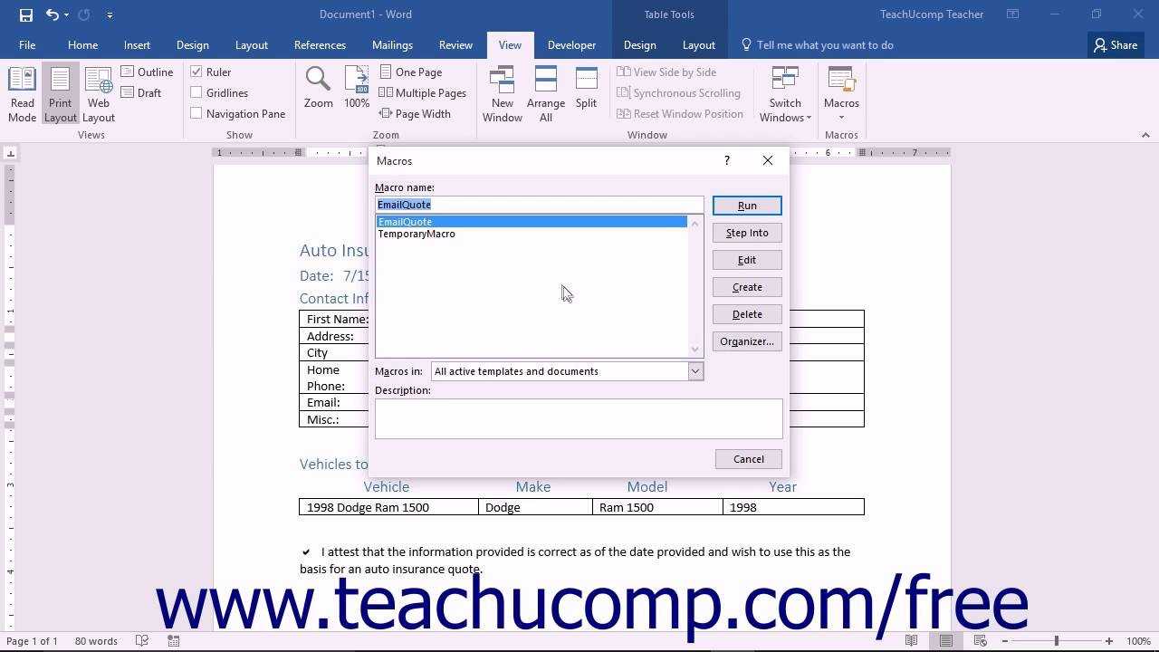 Word 2016 Tutorial Running And Deleting Recorded Macros Microsoft Training In Word Macro Enabled Template
