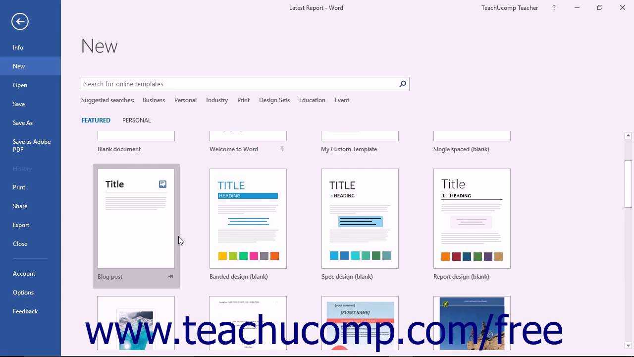 Word 2016 Tutorial Using Templates Microsoft Training Pertaining To Where Are Word Templates Stored