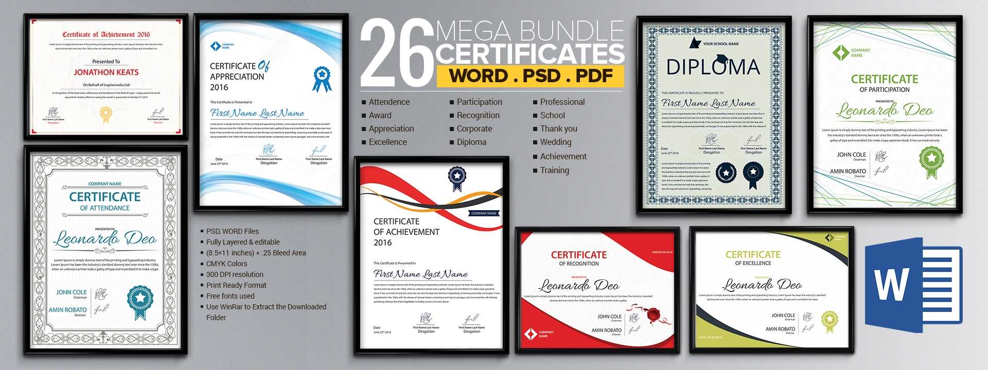 Word Certificate Template - 53+ Free Download Samples Regarding Award Certificate Templates Word 2007