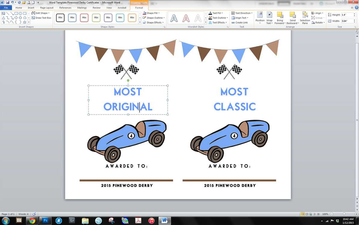Word Template Pinewood Derby Intended For Pinewood Derby Certificate Template