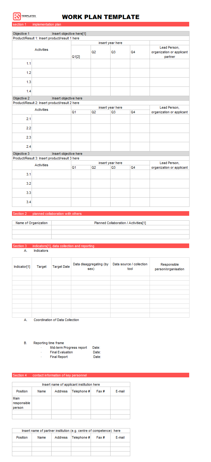 Work Plan [ Templates | Samples | Examples] – Word & Excel Within Work Plan Template Word