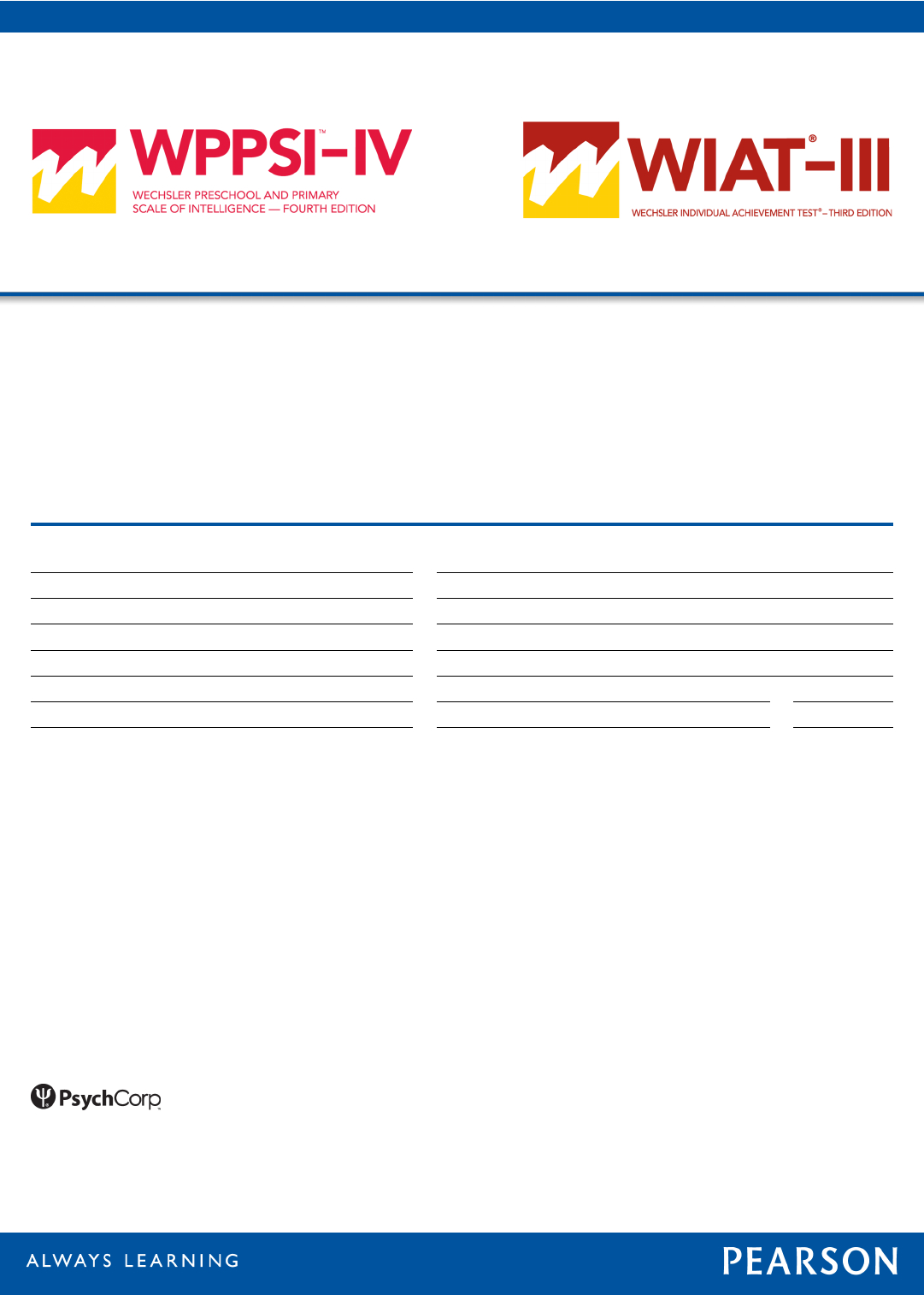 Wppsi  Iv/wiat  Iii Wechsler Preschool And Primary Throughout Wppsi Iv Report Template