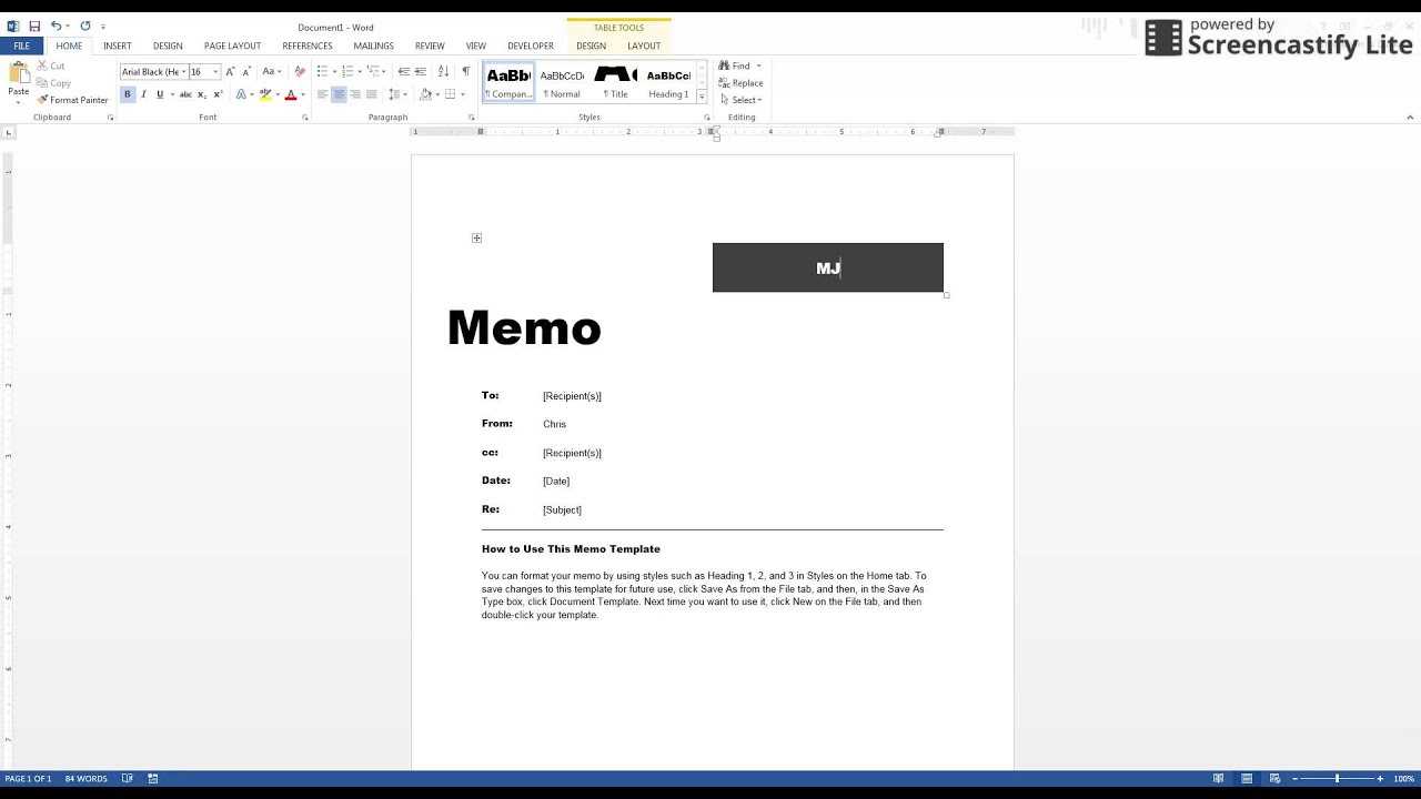 Write A Memo Using Word's Template Within Memo Template Word 2013