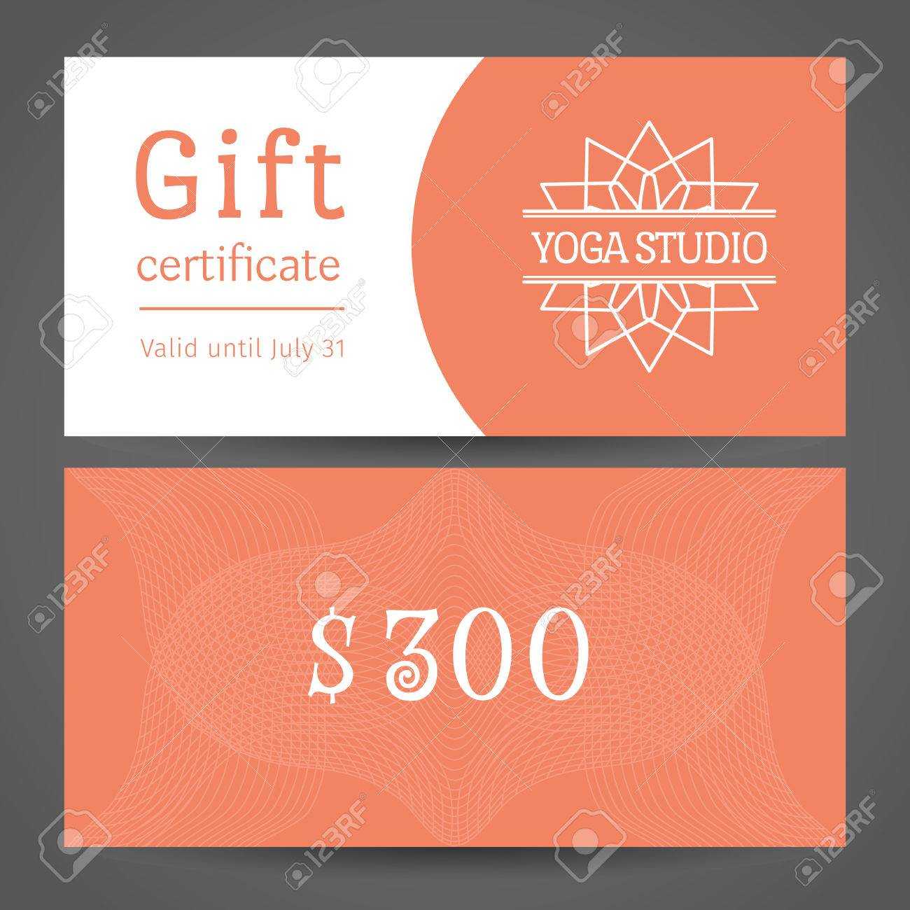 Yoga Ornamental Gift Certificate. Vector Editable Template Include.. In Yoga Gift Certificate Template Free