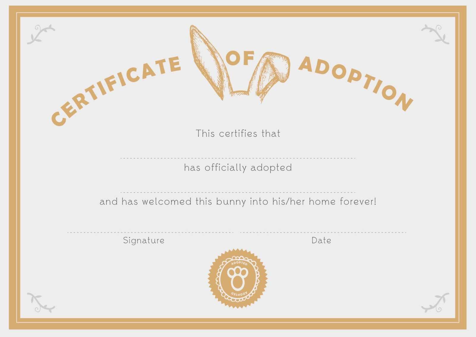 You Are In Good Company: Good On Paper – Bunny Adoption In Child Adoption Certificate Template