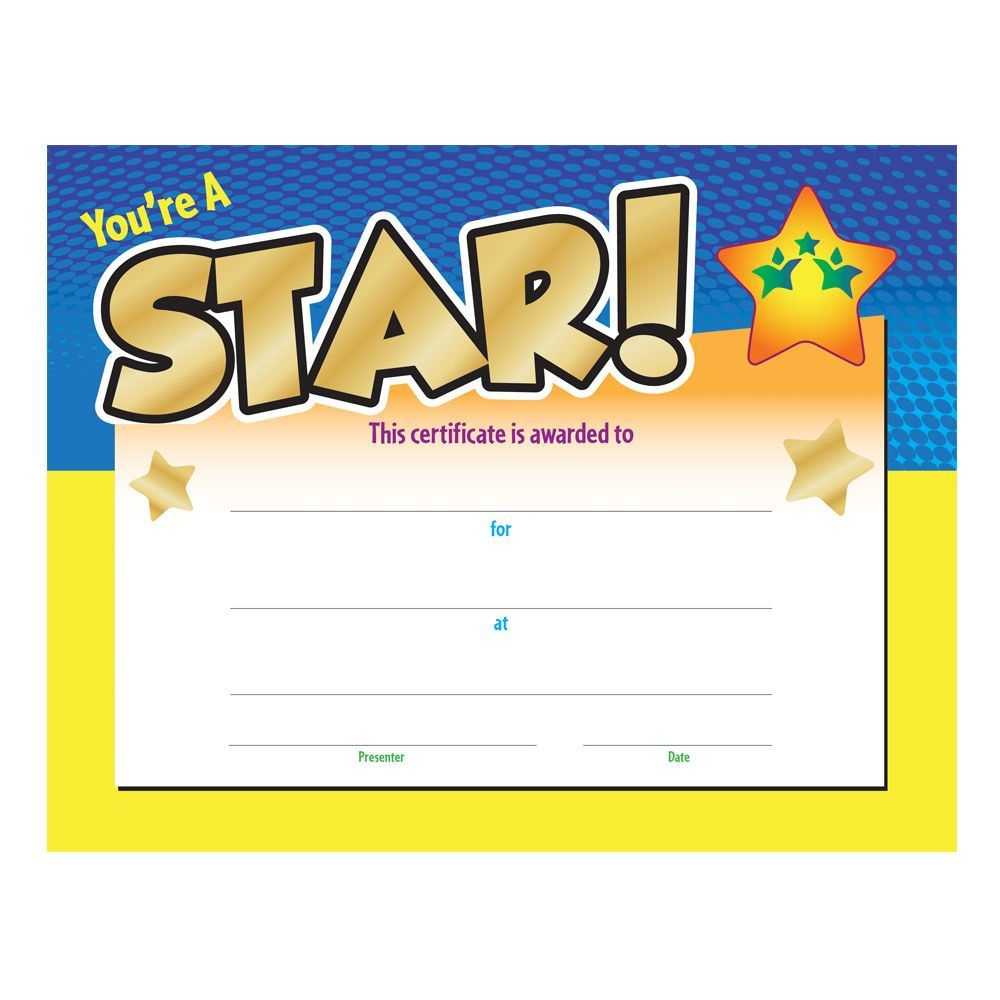 You're A Star! Award Gold Foil Stamped Certificate Throughout Promotion Certificate Template