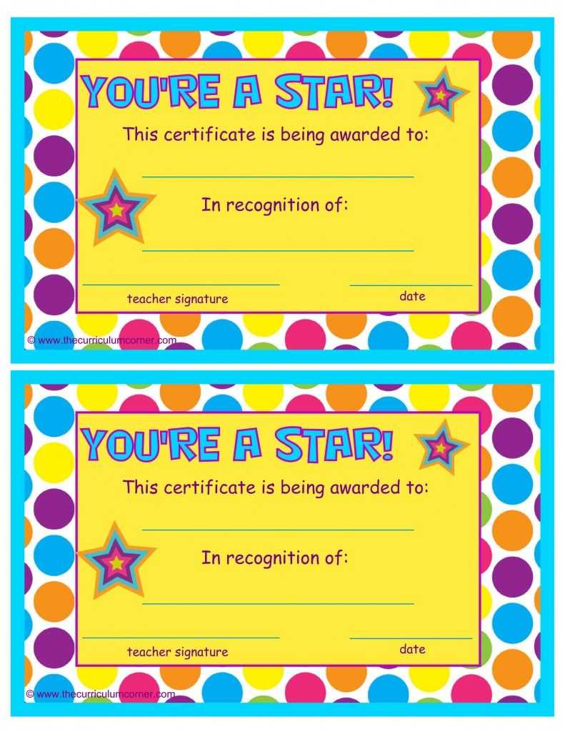 You're A Star End Of The Year Certificates | End Of The For Star Award Certificate Template