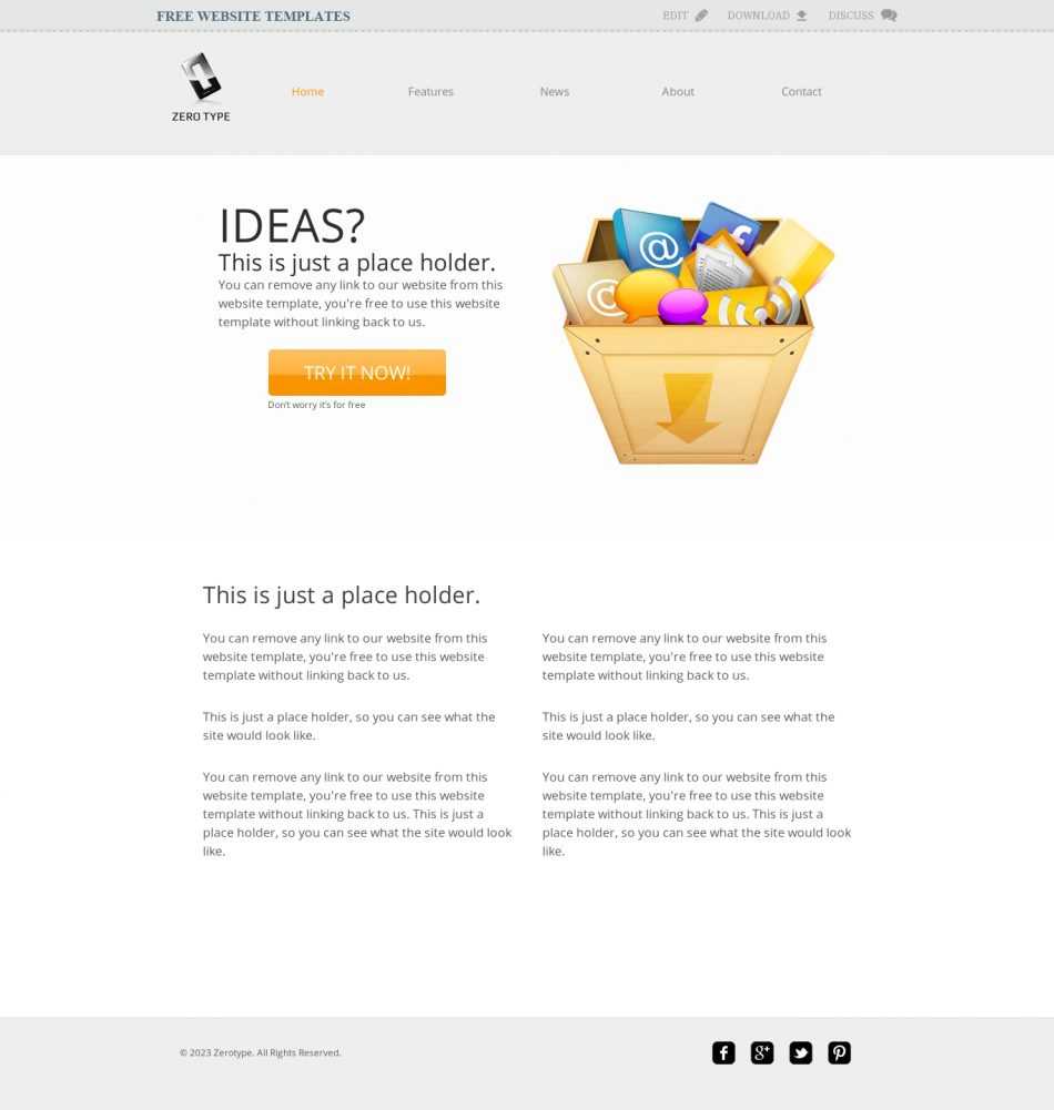 Zerotype A Blank Canvas Template – Web Template » All Free Inside Blank Food Web Template